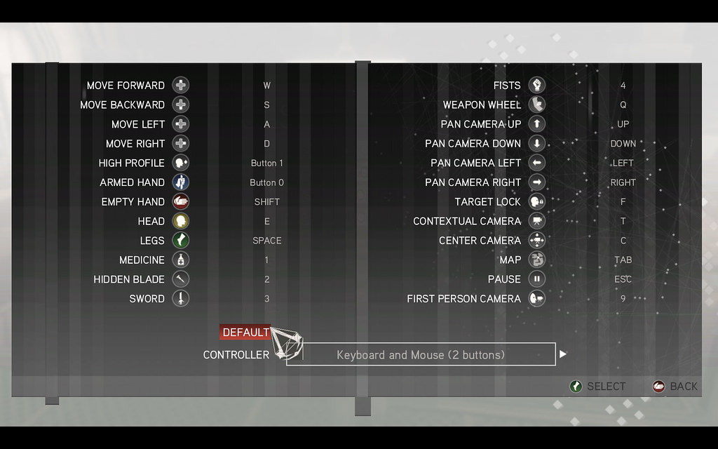 Assassin's Creed II - PC controls, The PC controls are the …